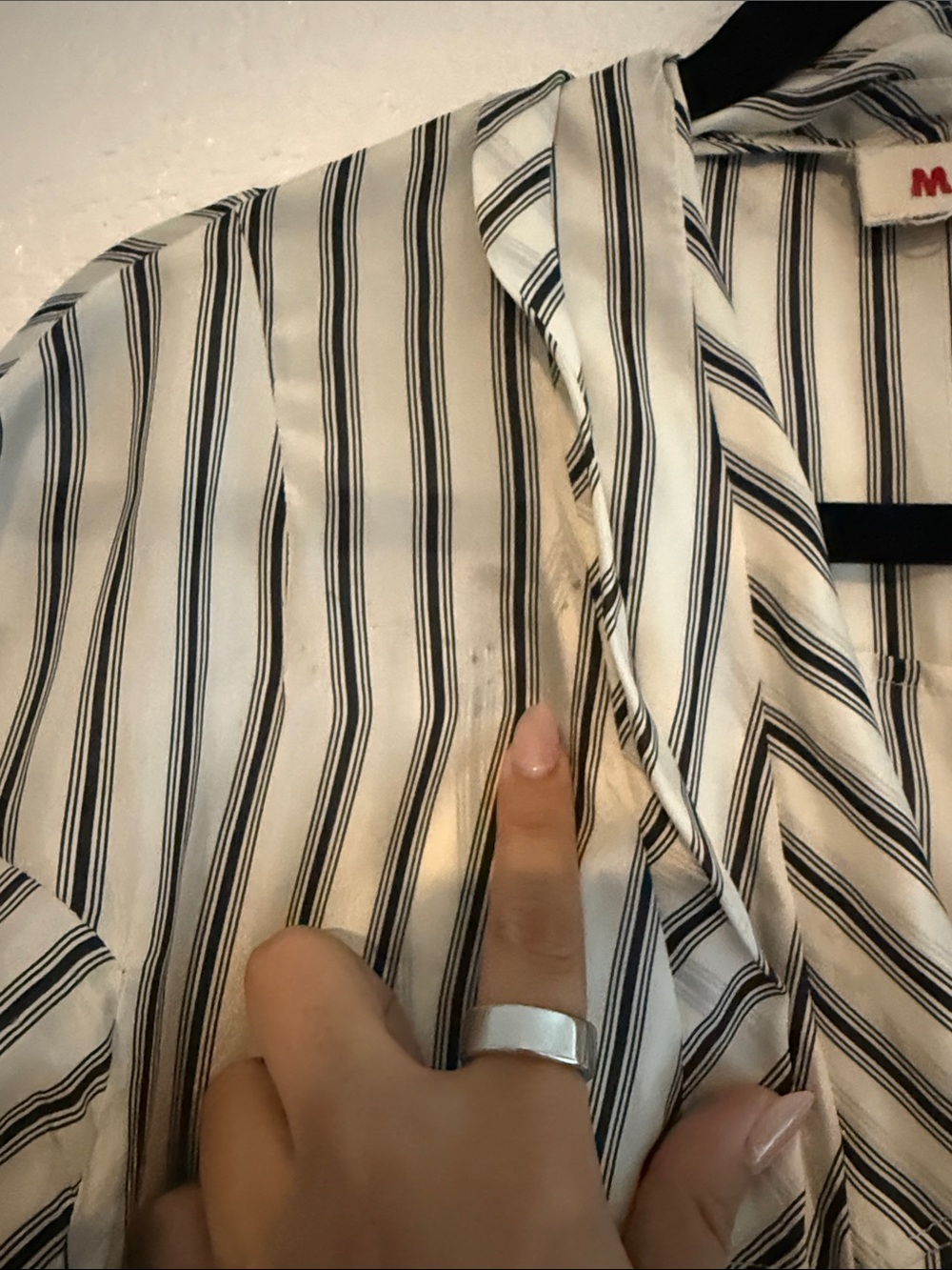 Marni Cream and Black Striped Tie-Waist Blouse - Picture 3 of 8